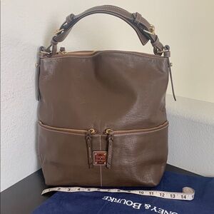 Vintage Dooney & Bourke Brown Leather Hobo Bag with Gold  Accents.